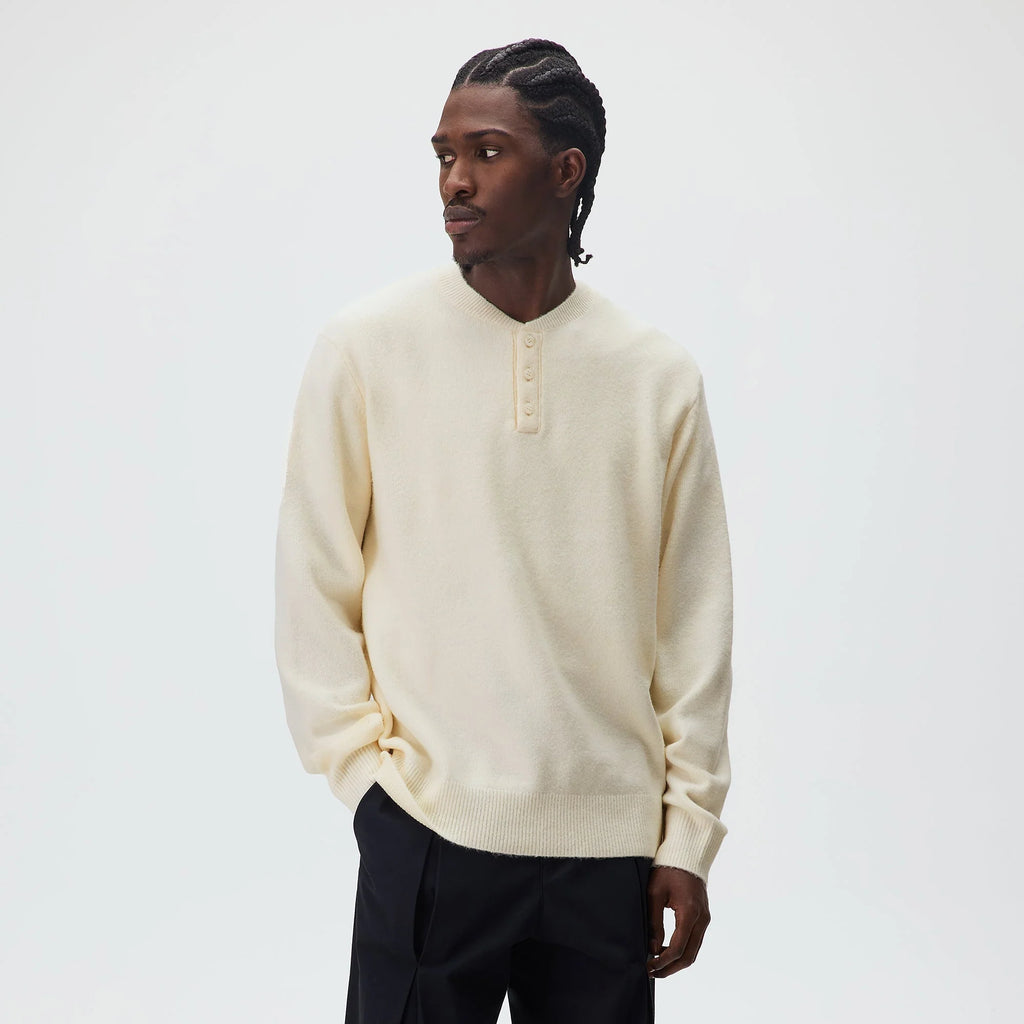 Kith Boucle Harmon Henley Sweater - Sandrift