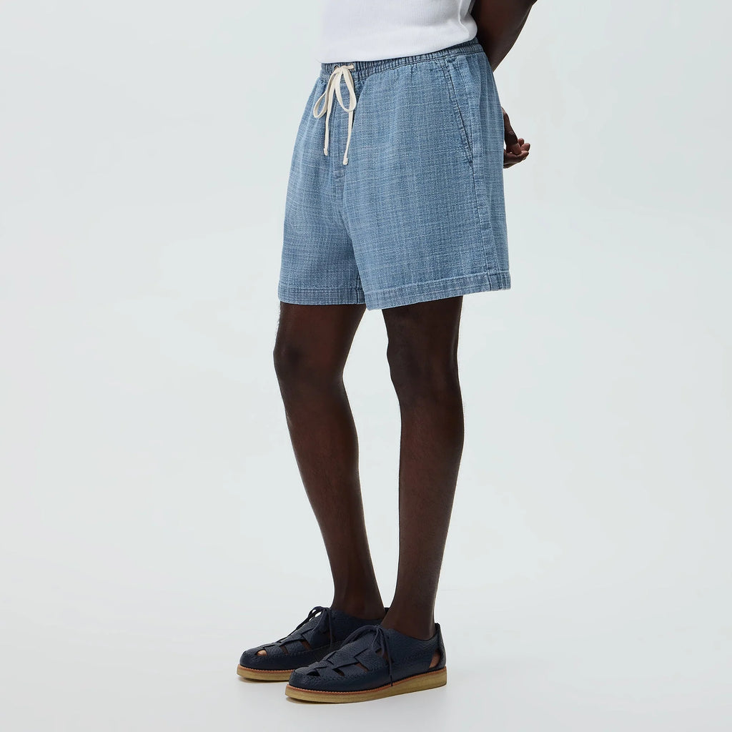 Kith Textured Indigo Weave Cayden Short - Light Indigo