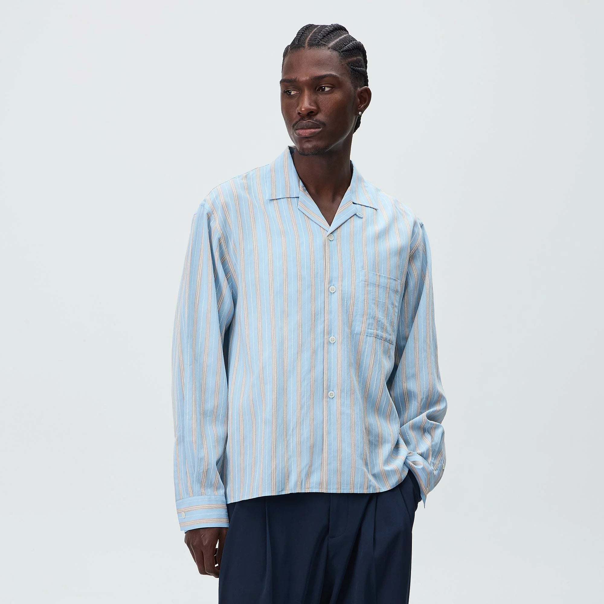Kith Barre Stripe Long Sleeve Gianni Shirt - Serene