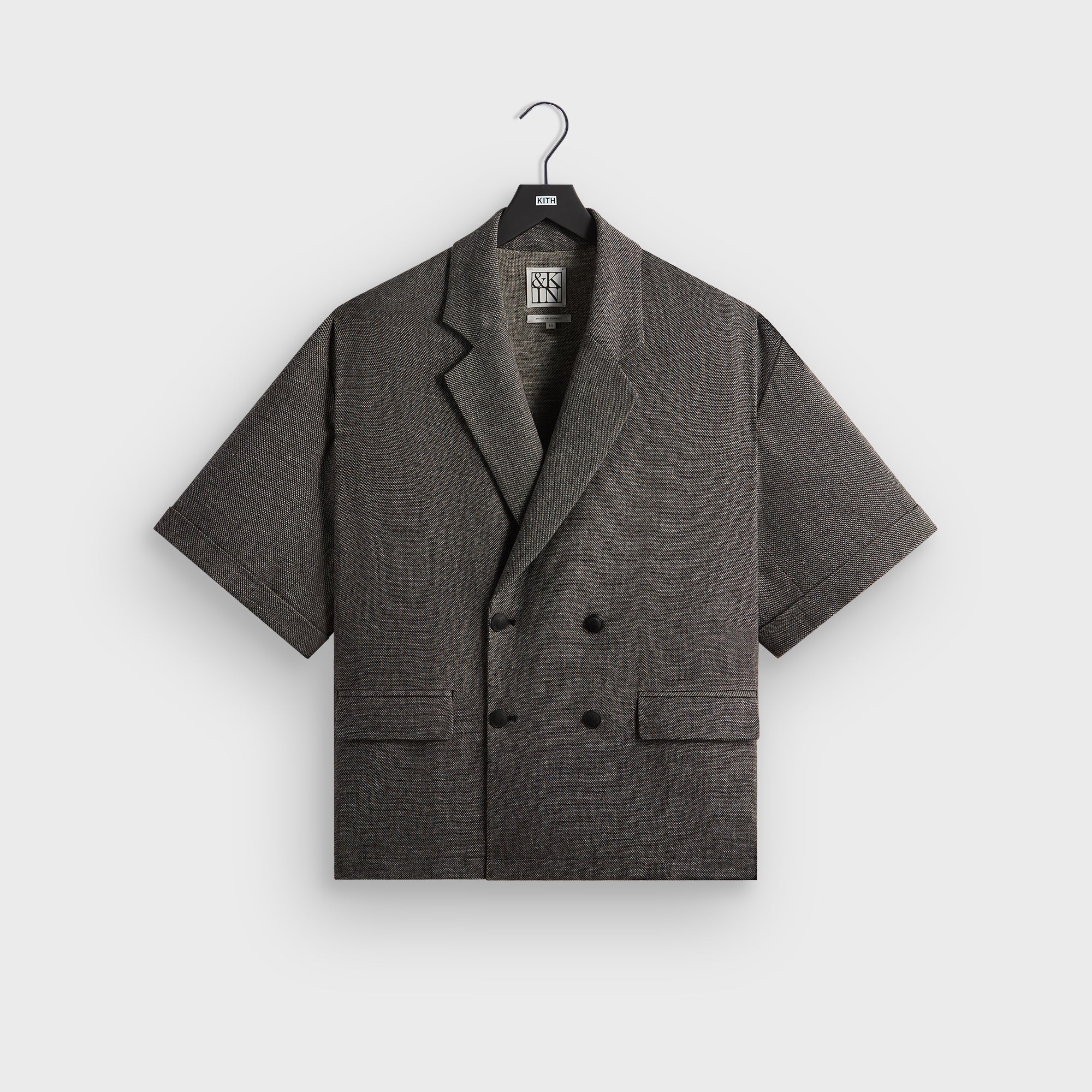 &Kin Textured Linen Ito Blazer - Black Melange