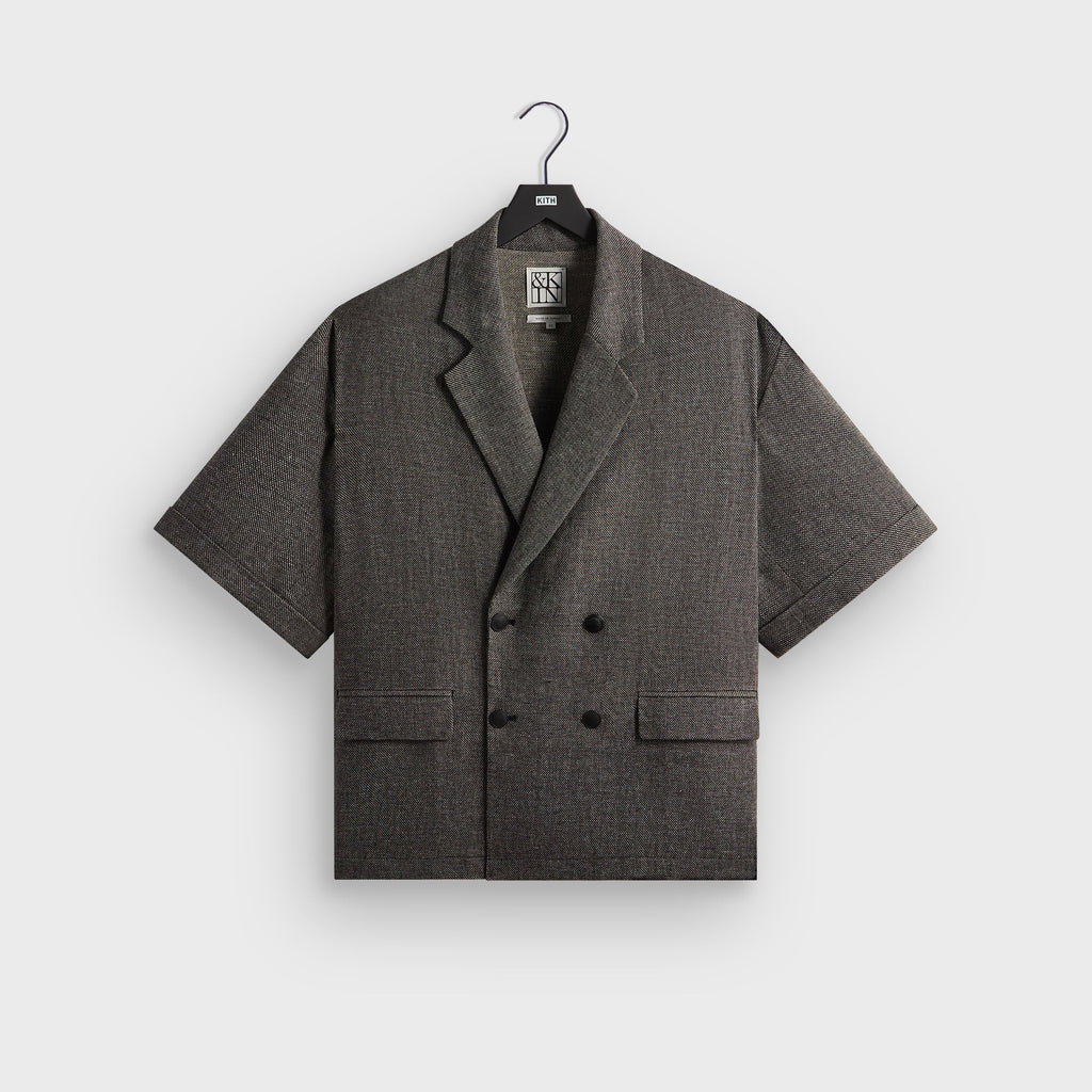 &Kin Textured Linen Ito Blazer - Black Melange
