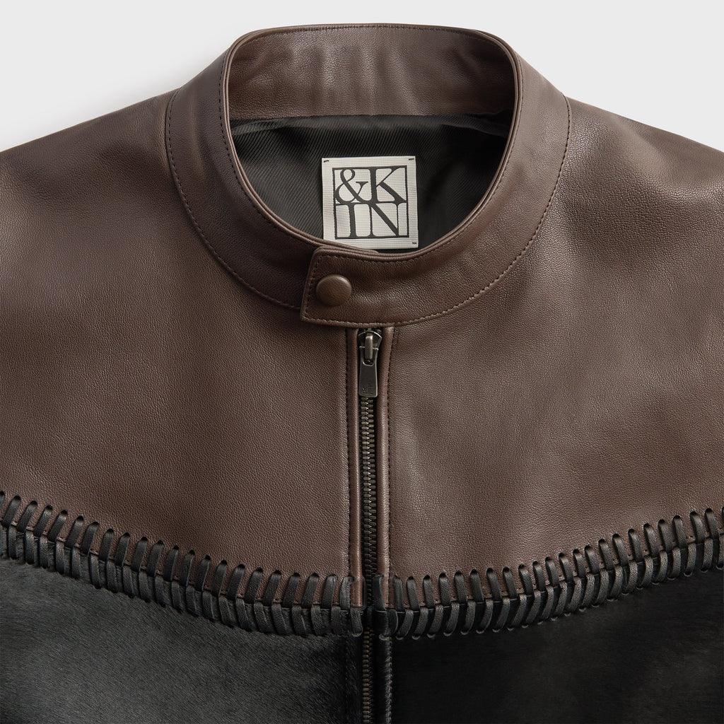 &Kin Combo Leather Avari Moto Jacket - Hickory