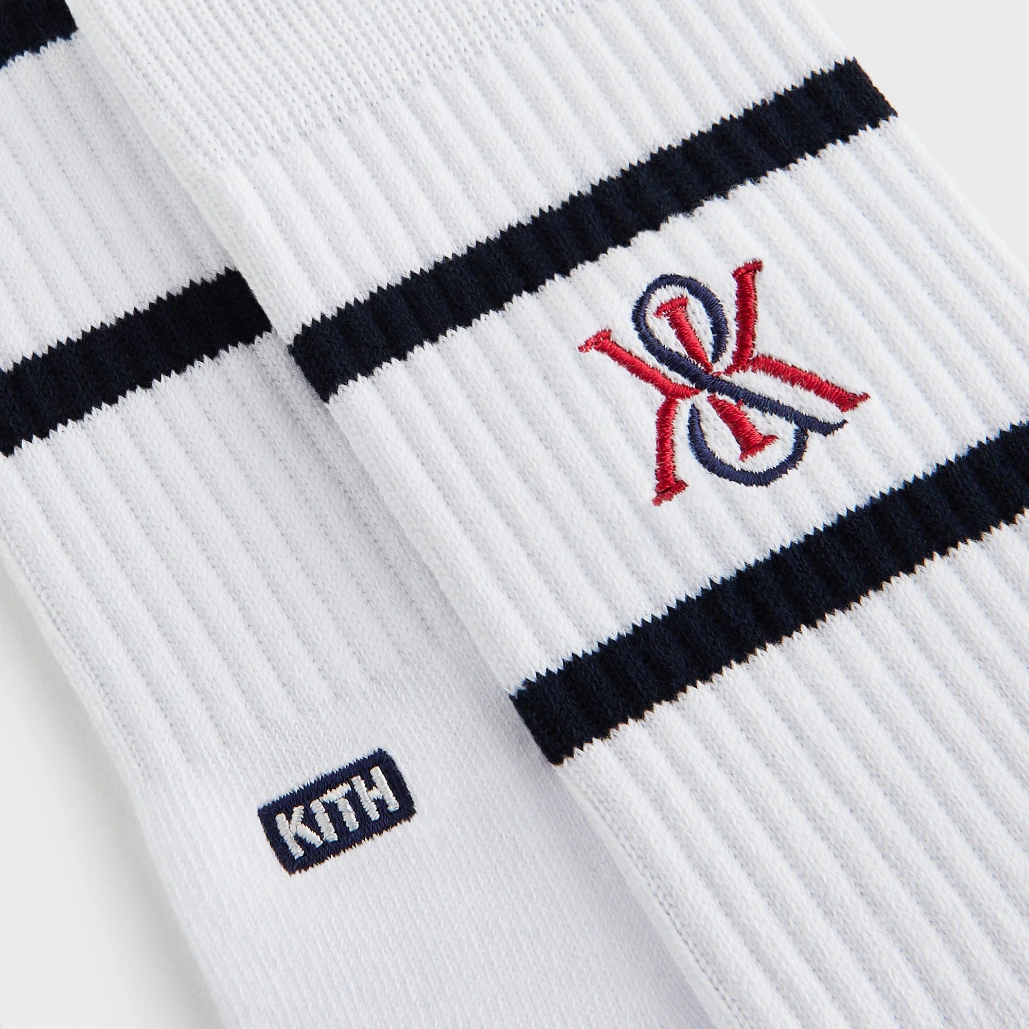 Kith 3-Pack K Crest Striped Cotton Crew Socks - White
