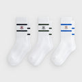 Kith 3-Pack K Crest Striped Cotton Crew Socks - White