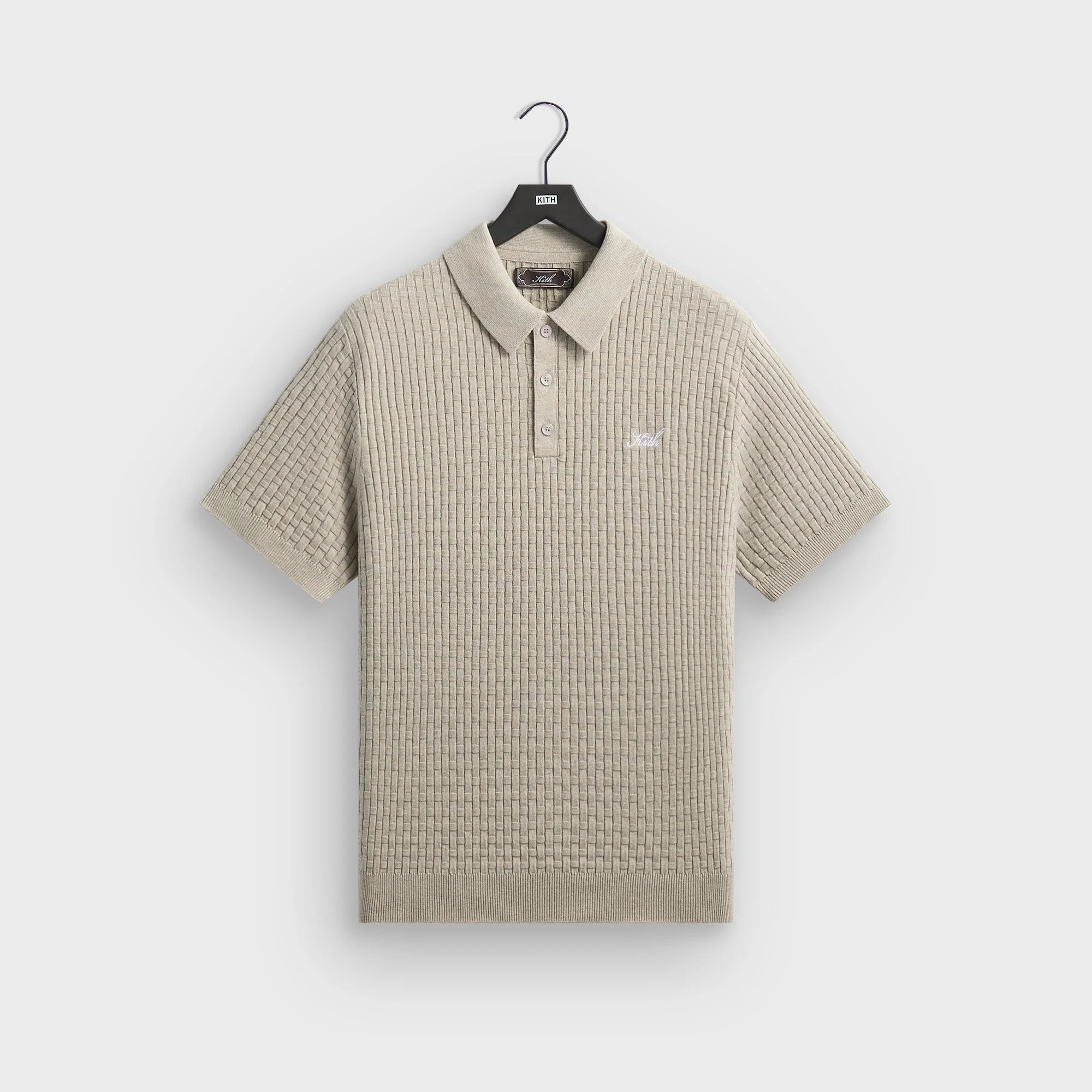 Kith Basket Weave Tilden Polo - Light Heather Grey