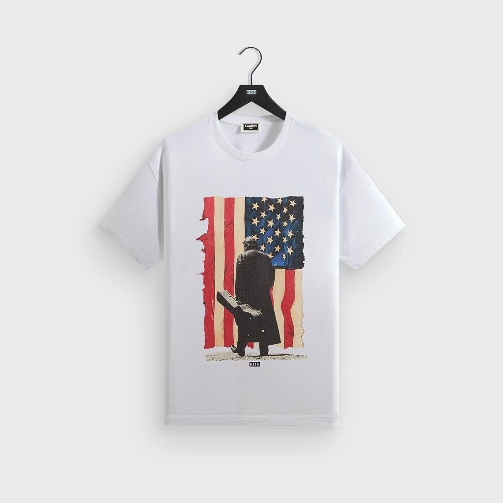 Kith Records for Johnny Cash American Flag Vintage Tee - White