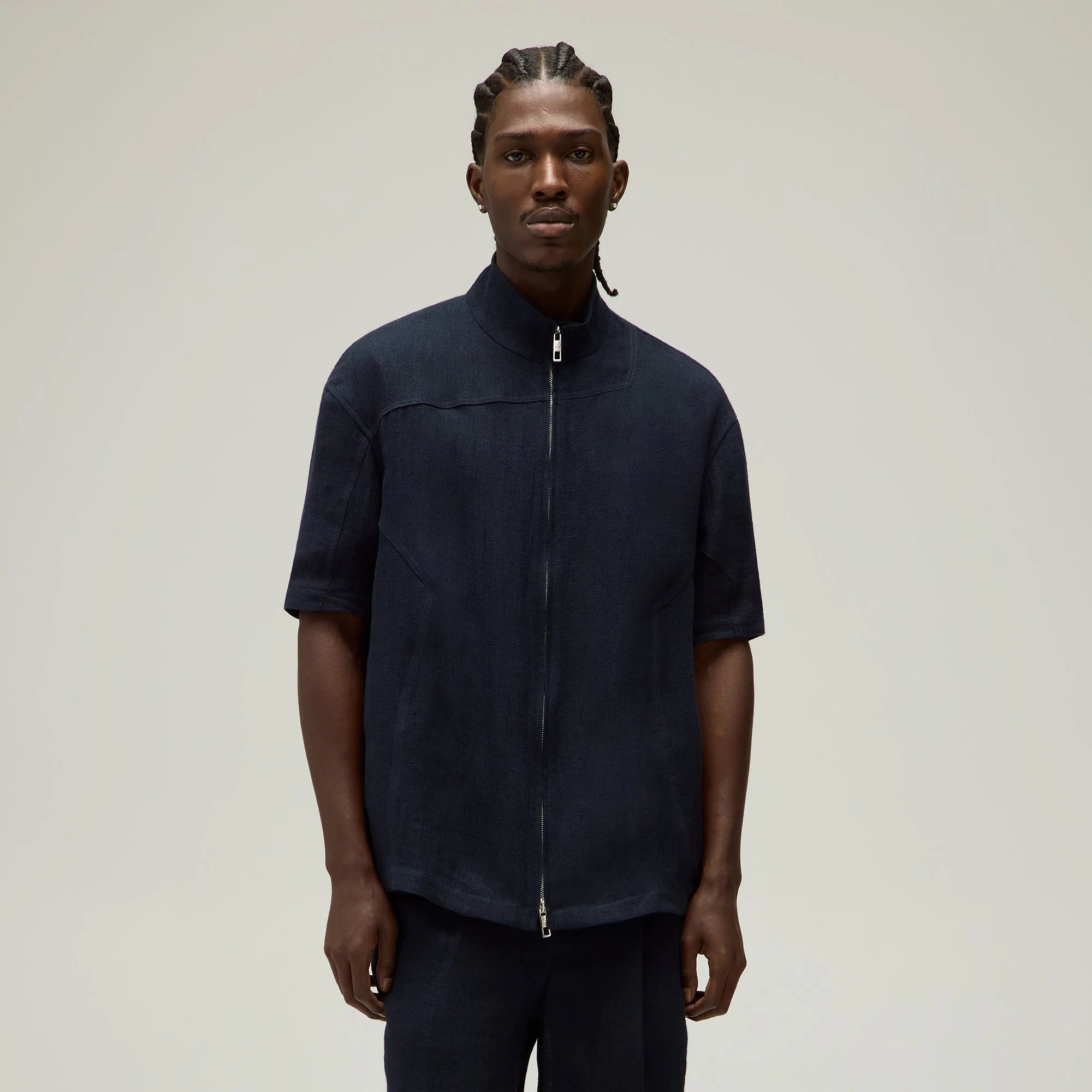 Giorgio Armani & Kith Open Weave Colton Zip-Up Shirt - Nocturnal