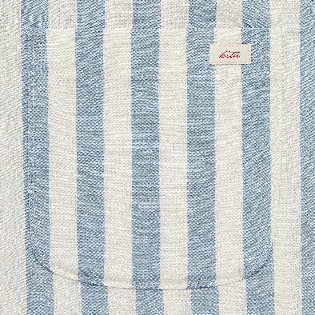 Kith Spun Silk Linen Stripe Paxton Buttondown - Light Indigo