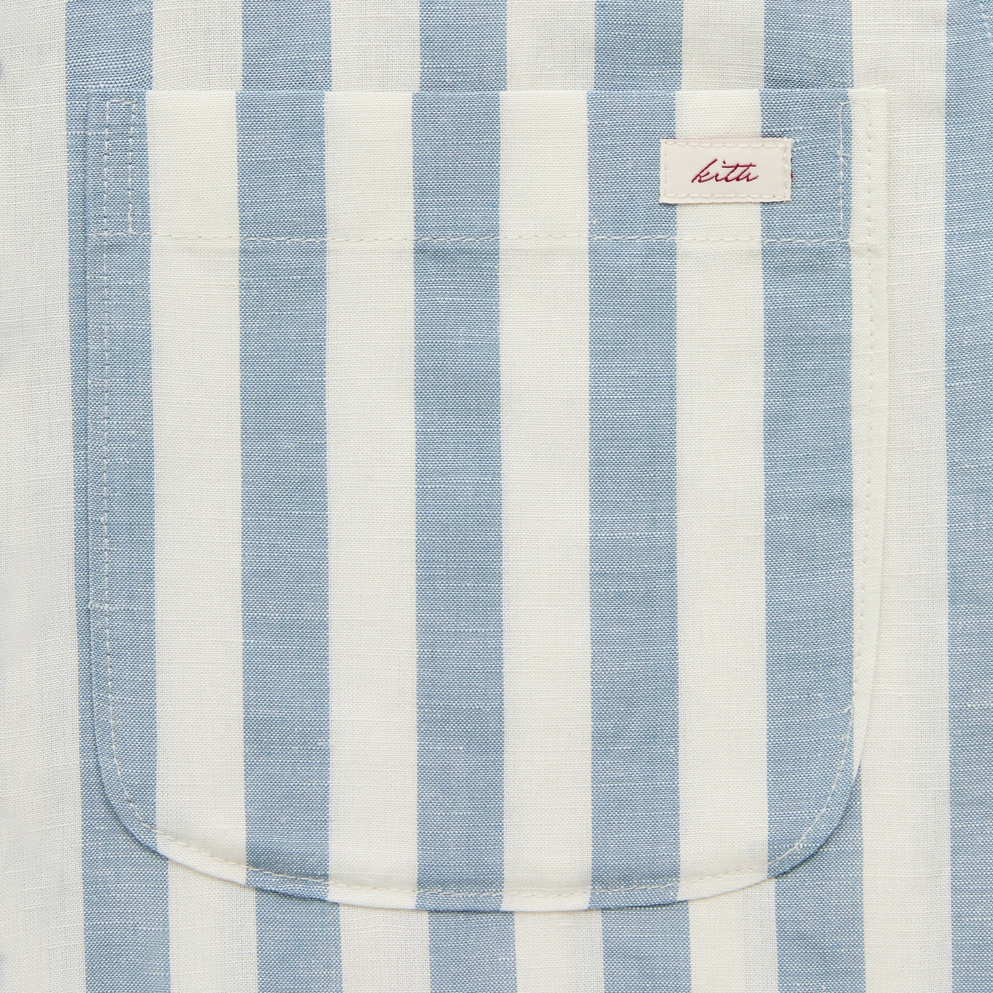 Kith Spun Silk Linen Stripe Paxton Buttondown - Light Indigo