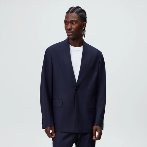Giorgio Armani & Kith &Kin Cropped Collarless Jacket - Blue / Navy