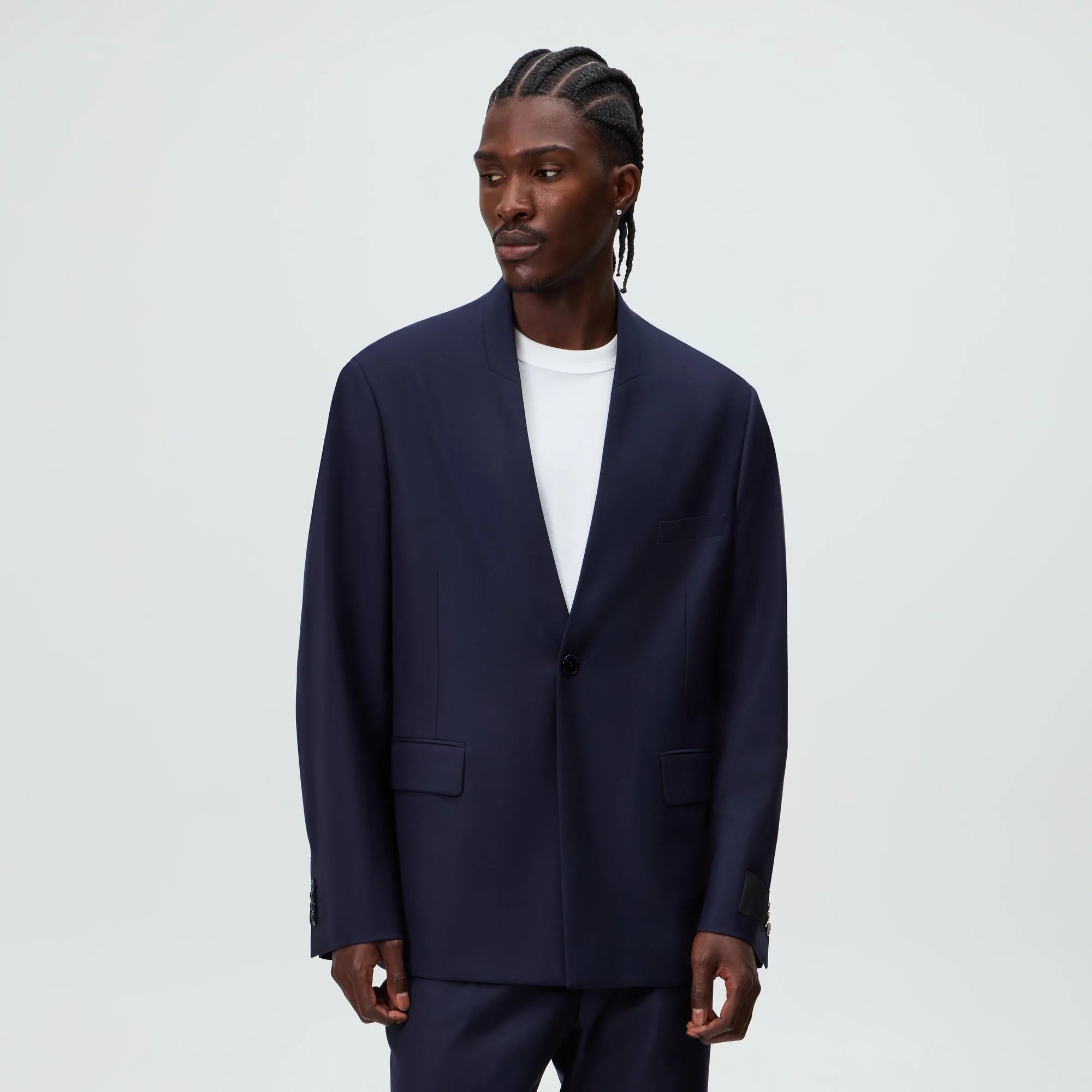 Giorgio Armani & Kith &Kin Cropped Collarless Jacket - Blue / Navy