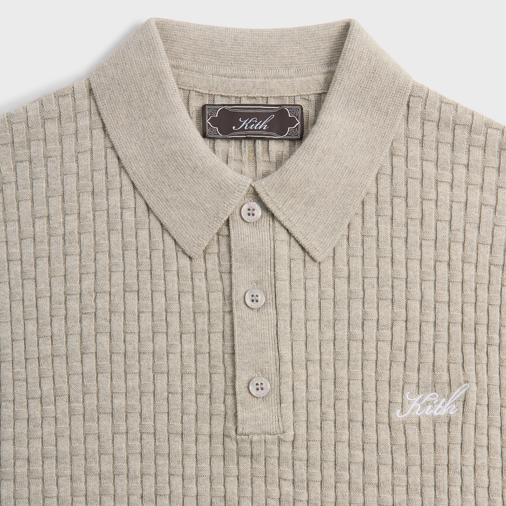 Kith Basket Weave Tilden Polo - Light Heather Grey