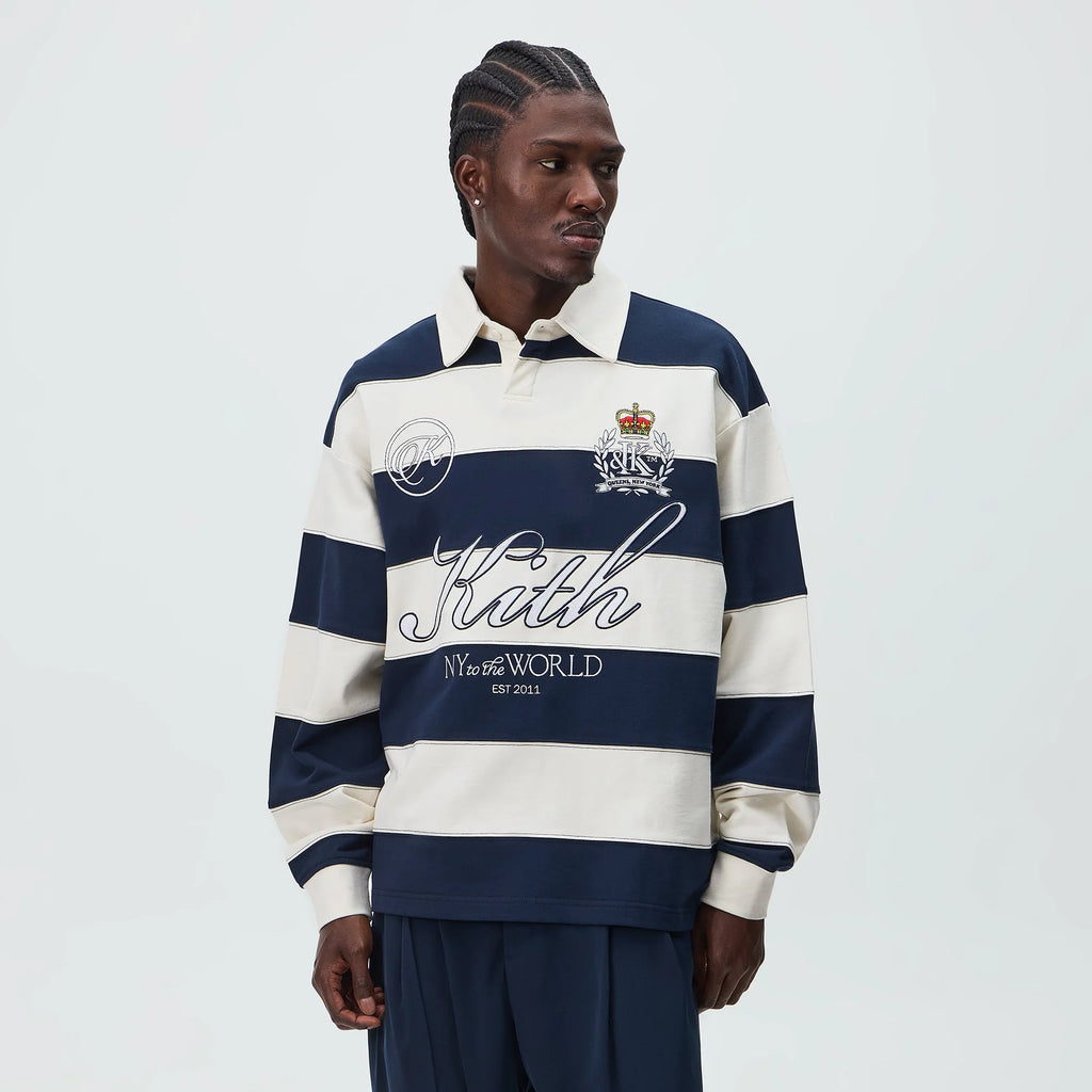 Kith Compact Fleece Striped Rugby - Nocturnal