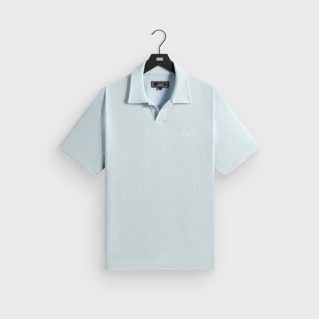 Kith Micro Waffle Drew Polo - Light Indigo