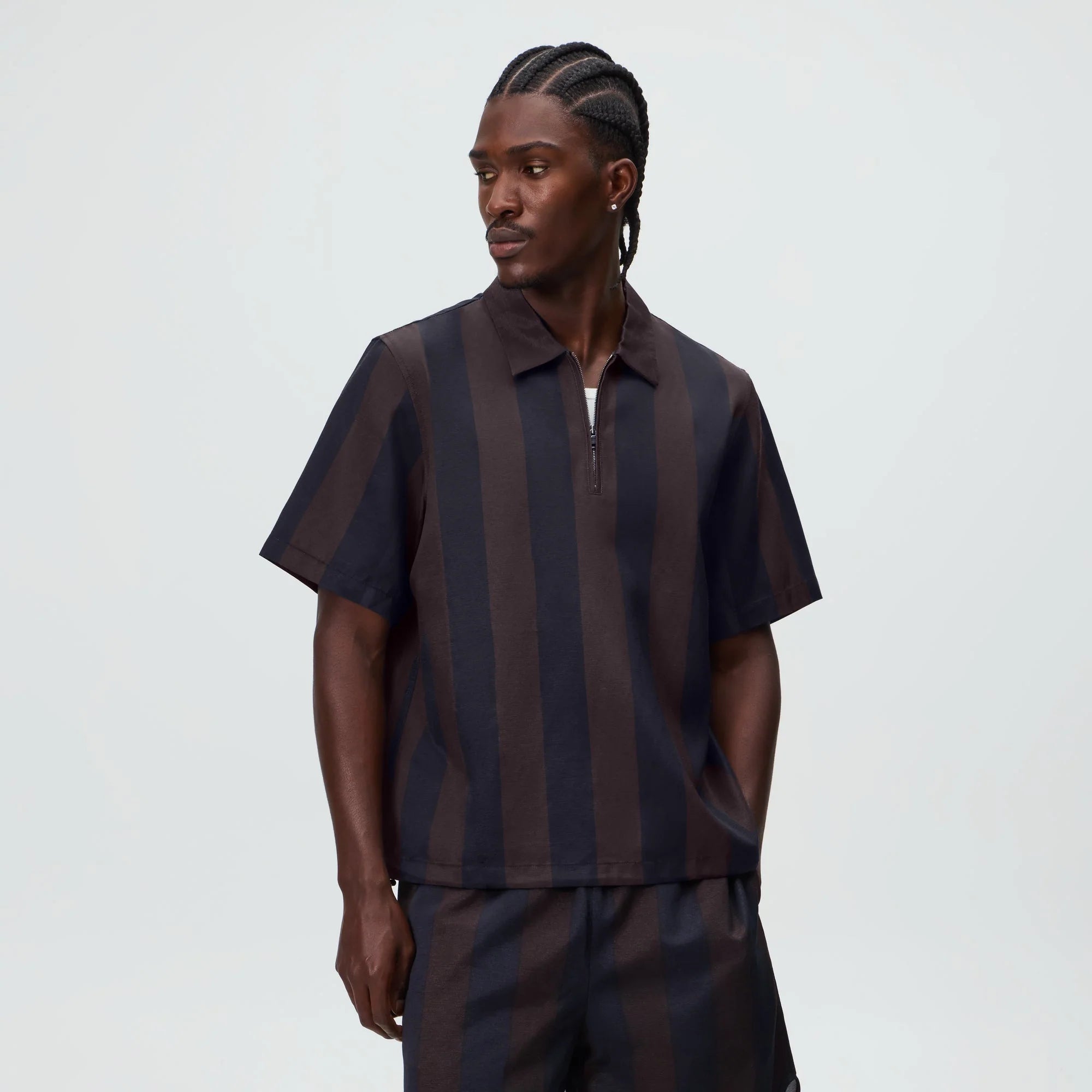 &Kin Montis Quarter Zip Faille Shirt - Cosmos