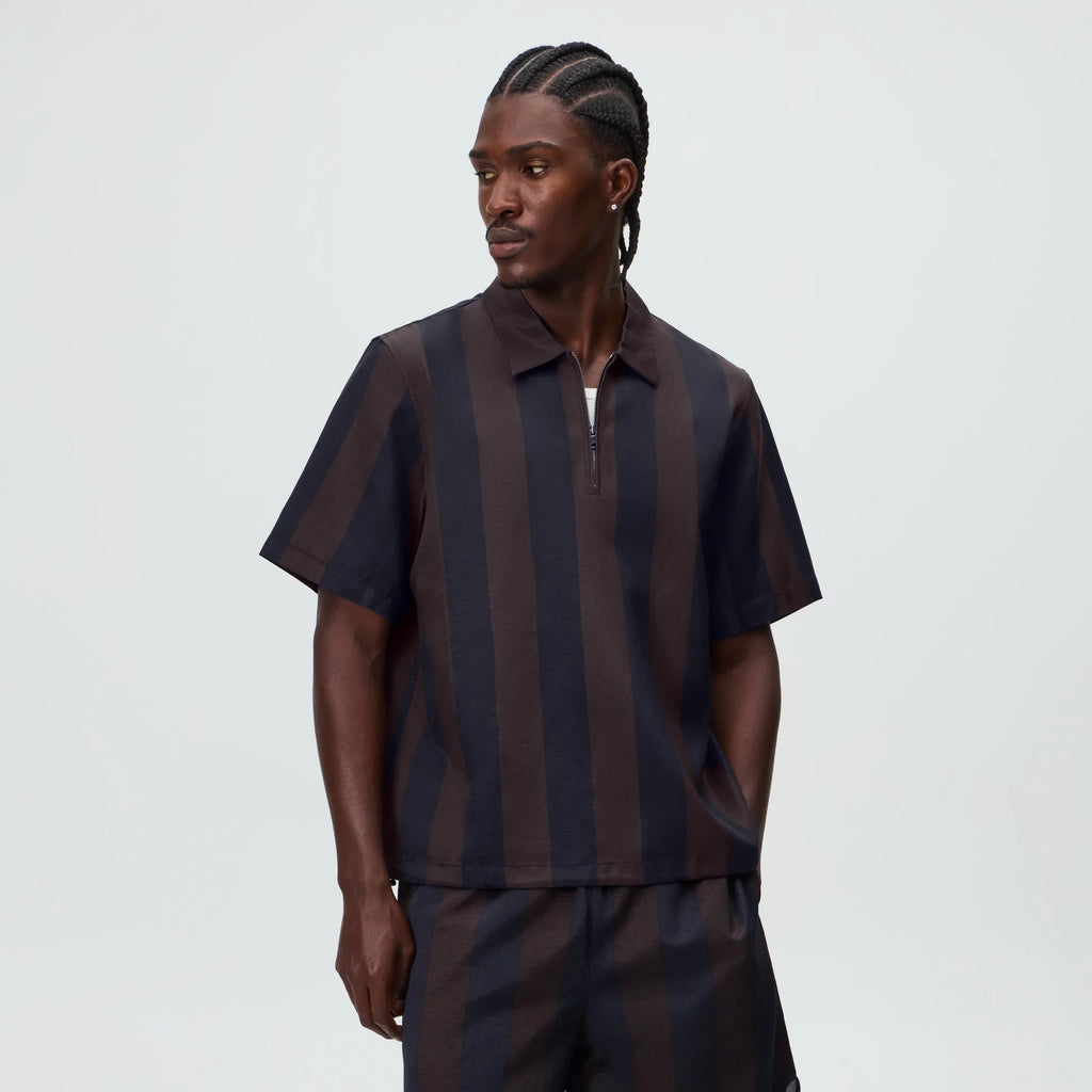&Kin Montis Quarter Zip Faille Shirt - Cosmos