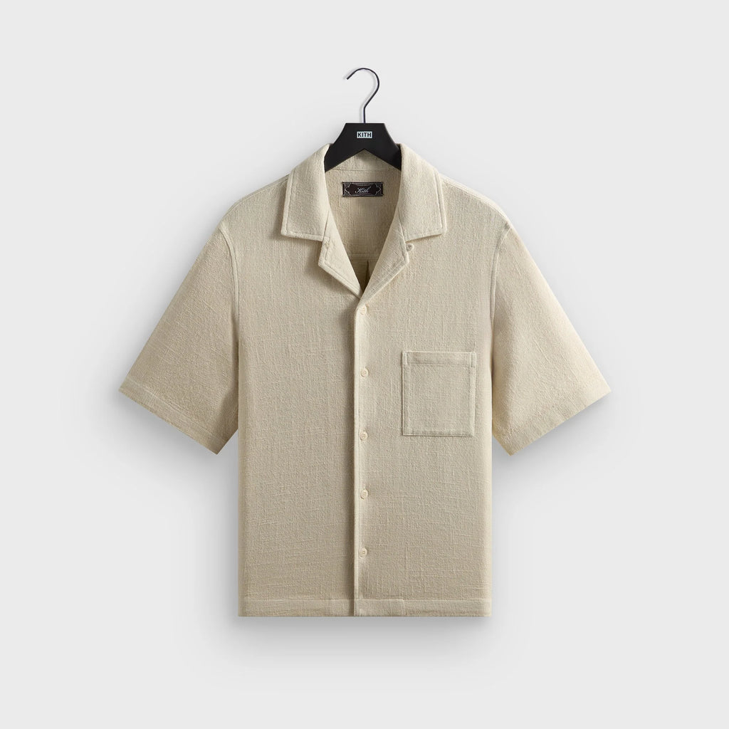Kith Soft Woven Cropped Beckham Camp Collar Shirt - Waffle