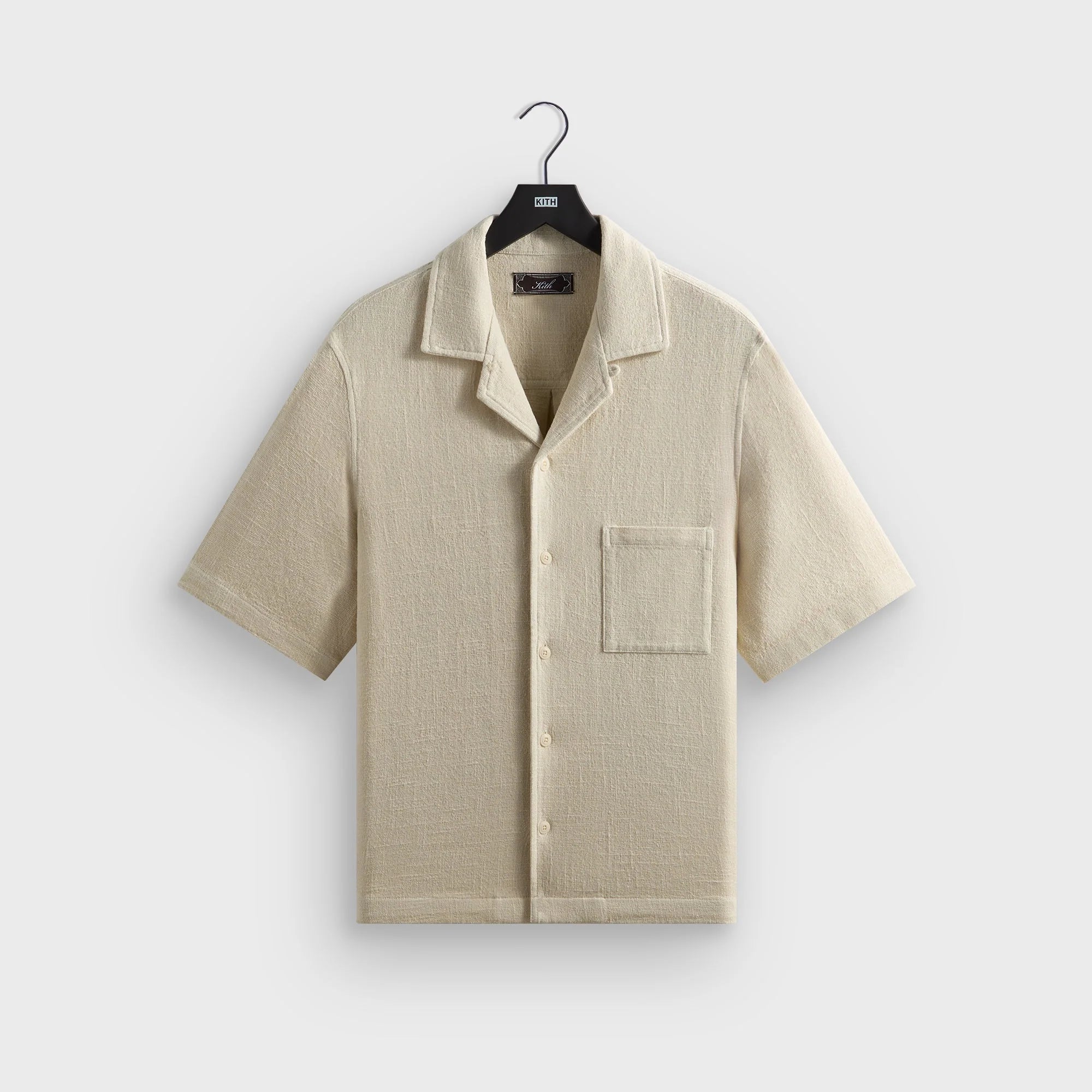 Kith Soft Woven Cropped Beckham Camp Collar Shirt - Waffle