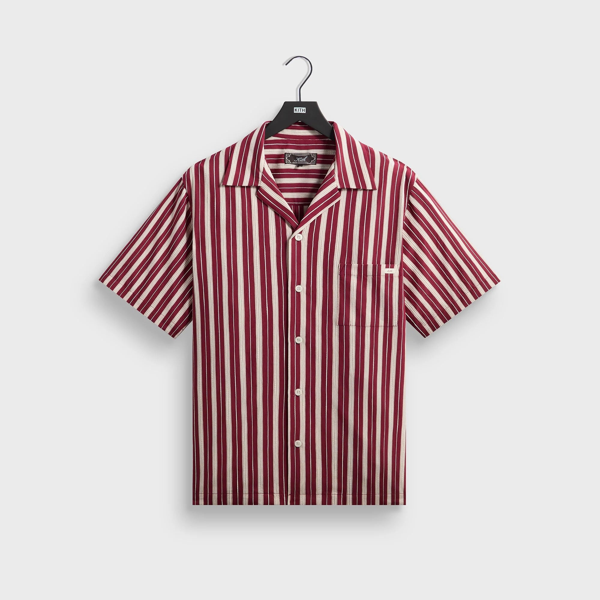 Kith Barre Stripe Thompson Camp Collar Shirt - Plum