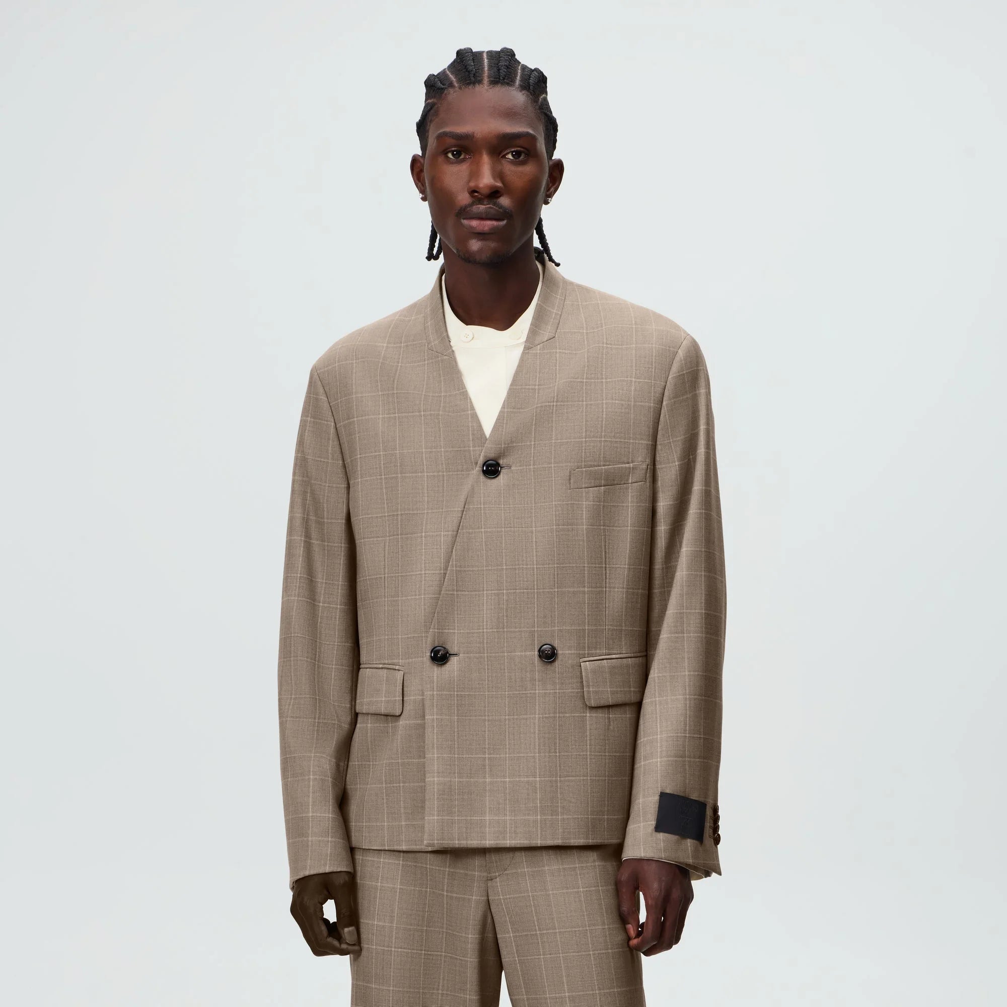 Giorgio Armani & Kith &Kin Single Breasted Collarless Jacket - Dark Ash