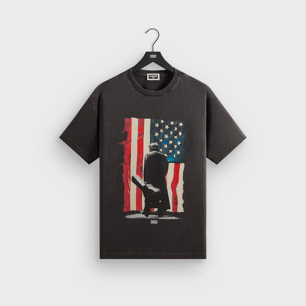 Kith Records for Johnny Cash American Flag Vintage Tee - Black