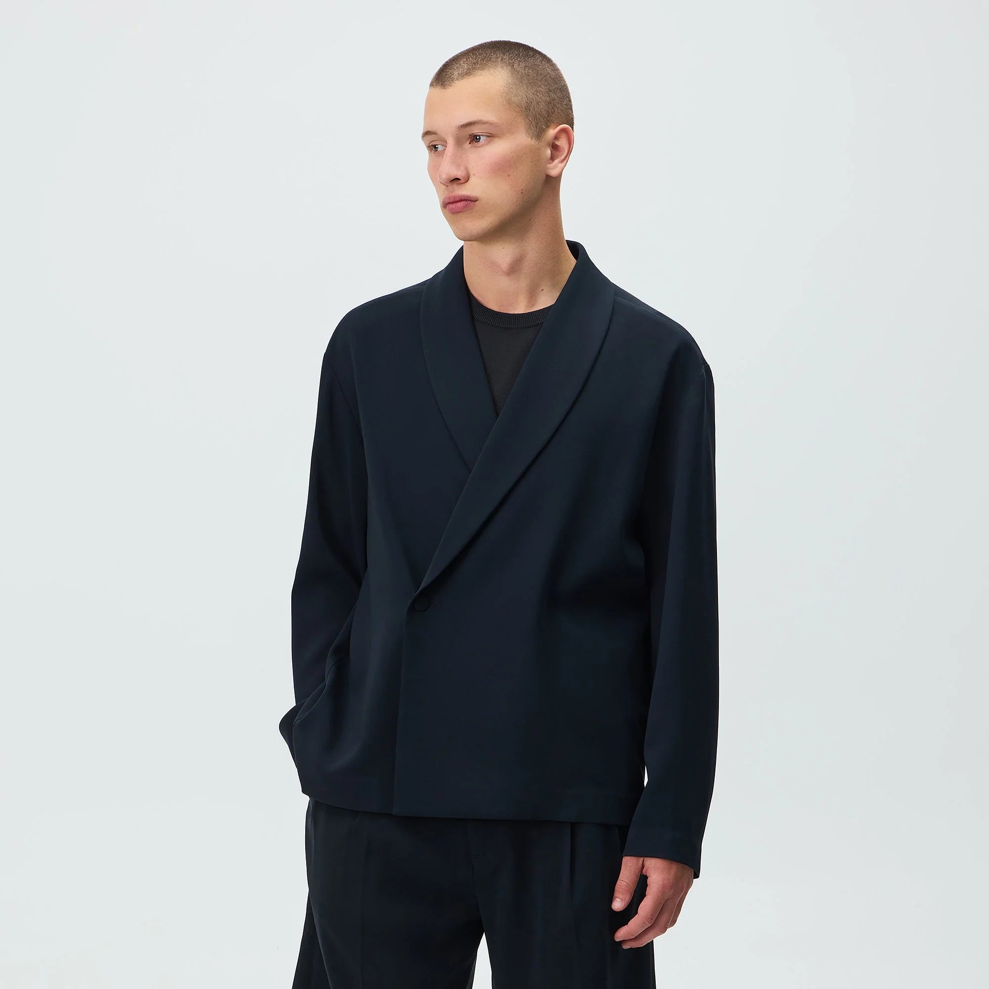 Kith Double Crepe Long Sleeve Thompson Crossover Shirt - Black