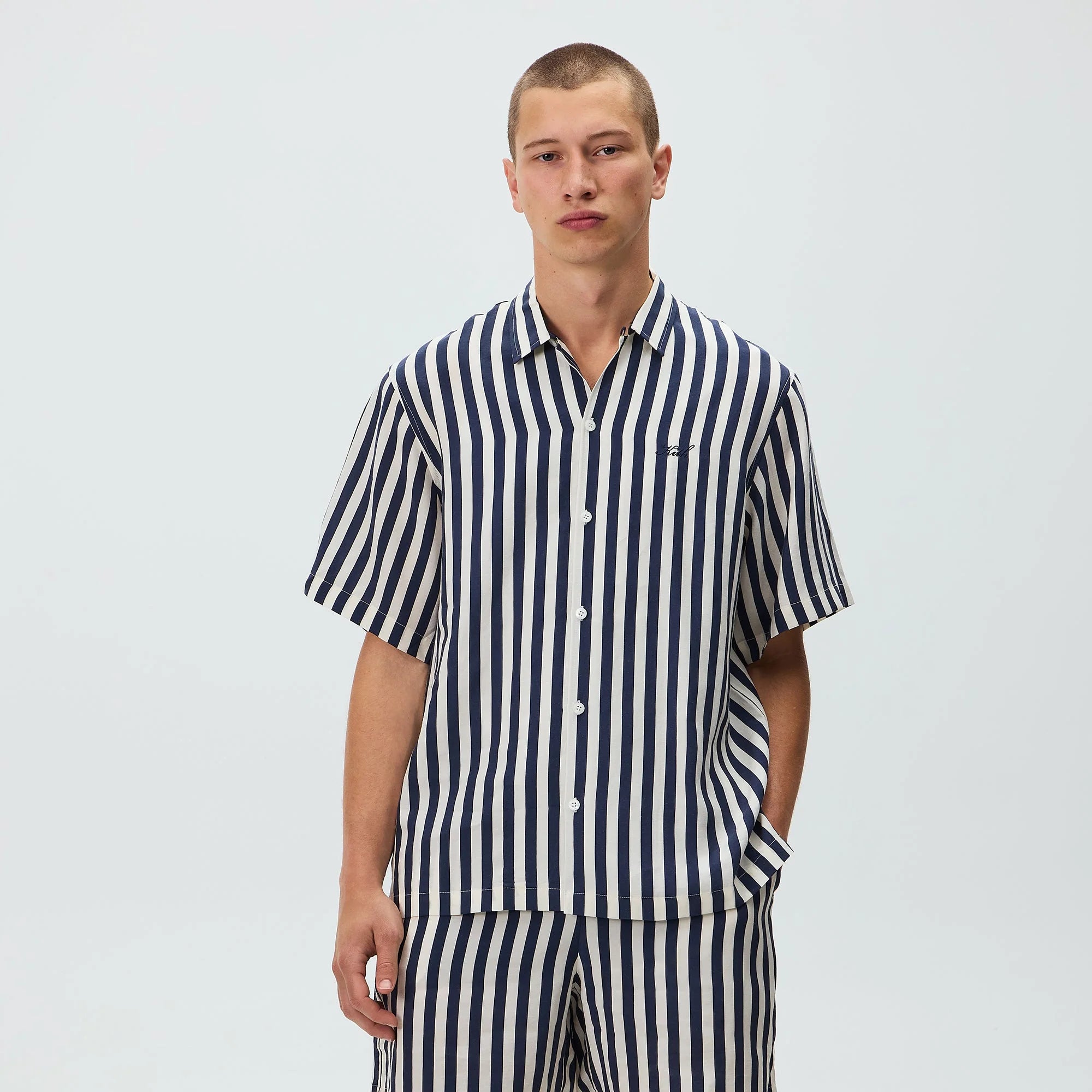 Kith Striped Thompson Camp Collar Shirt - Nocturnal