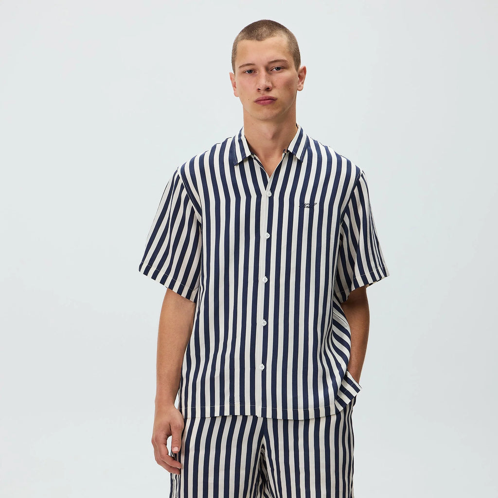 Kith Striped Thompson Camp Collar Shirt - Nocturnal