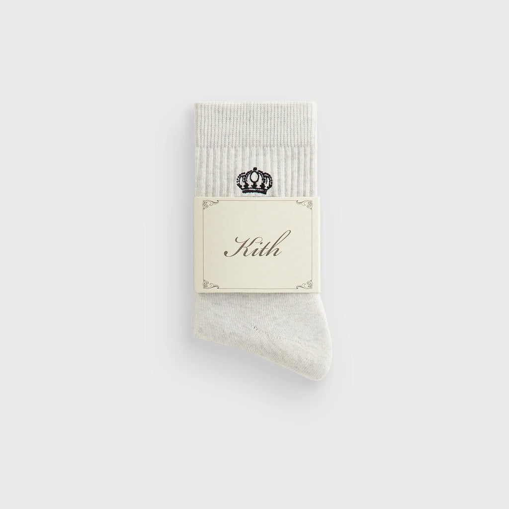 Kith Insignia Cotton Mid Crew Socks - Light Heather Grey