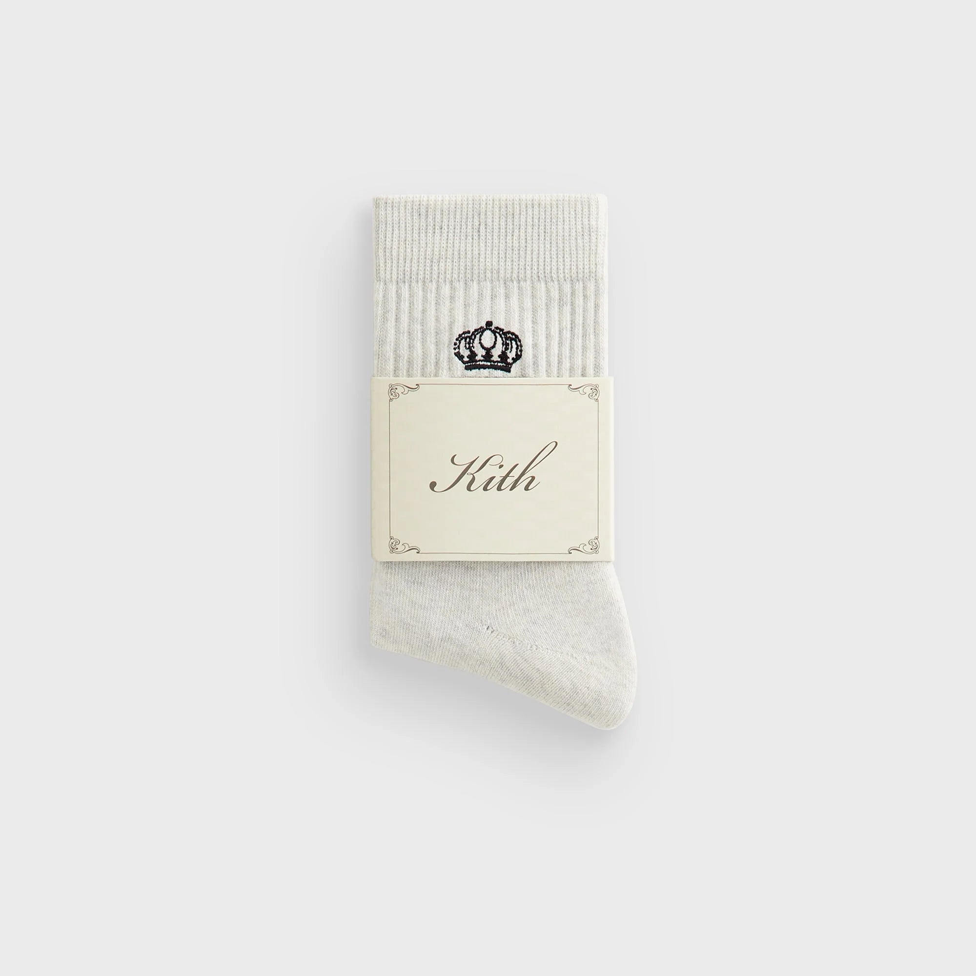 Kith Insignia Cotton Mid Crew Socks - Light Heather Grey