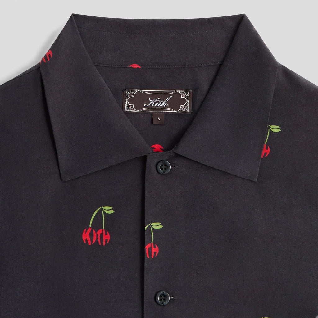 Kith Printed Cherry Cupro Linen Beckham Buttondown - Black