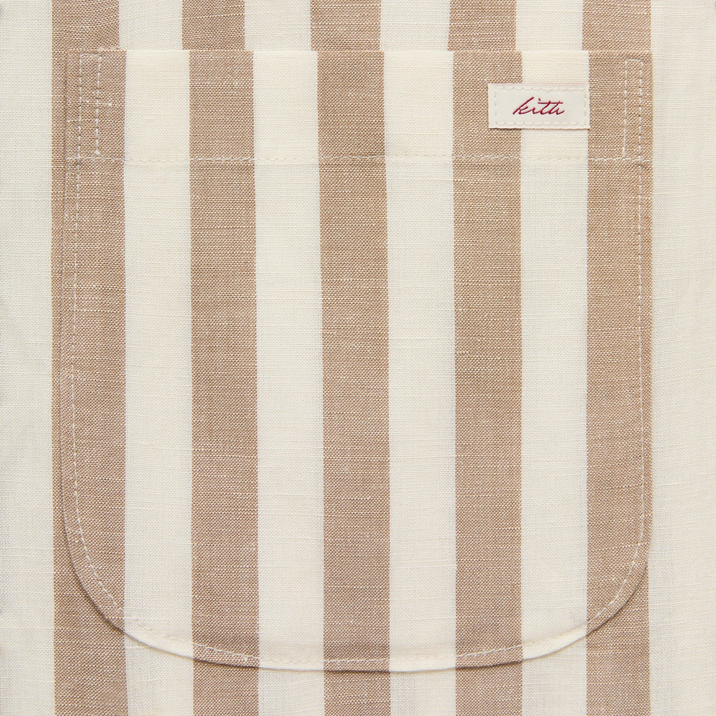 Kith Spun Silk Linen Stripe Paxton Buttondown - Chai