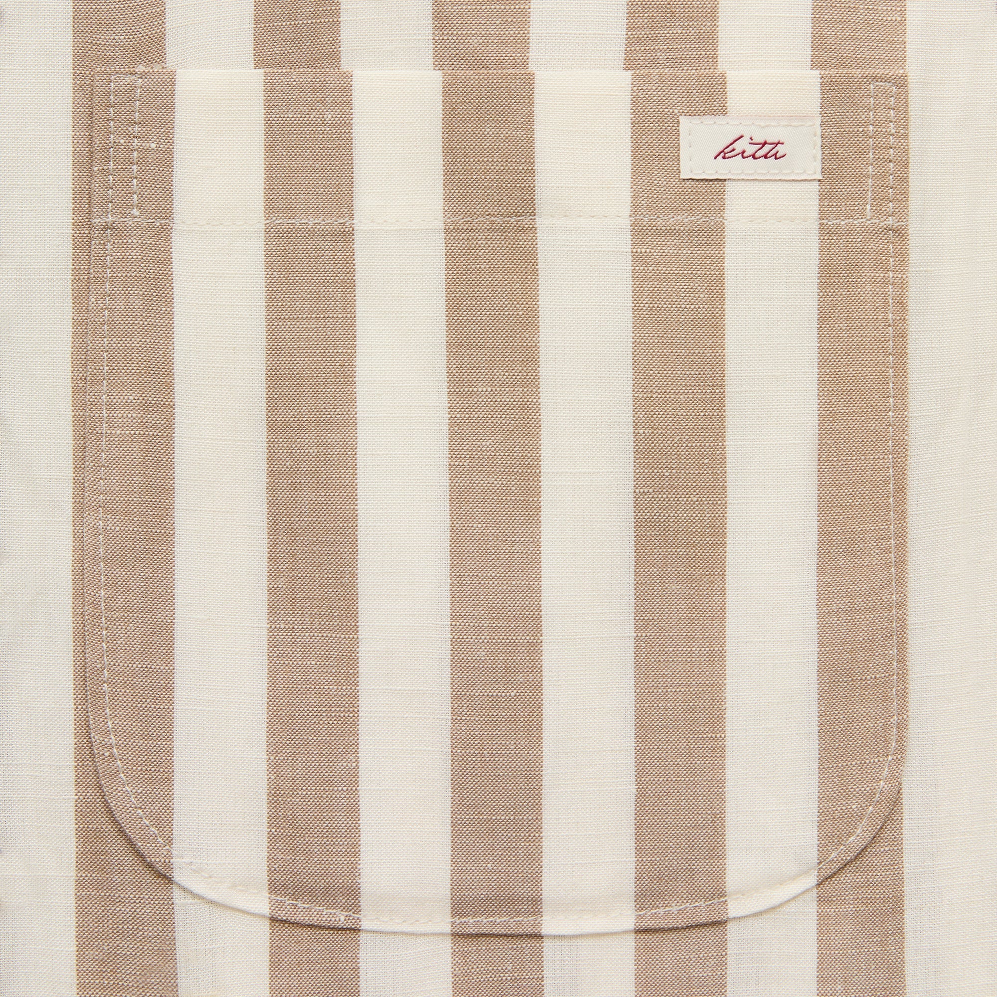 Kith Spun Silk Linen Stripe Paxton Buttondown - Chai