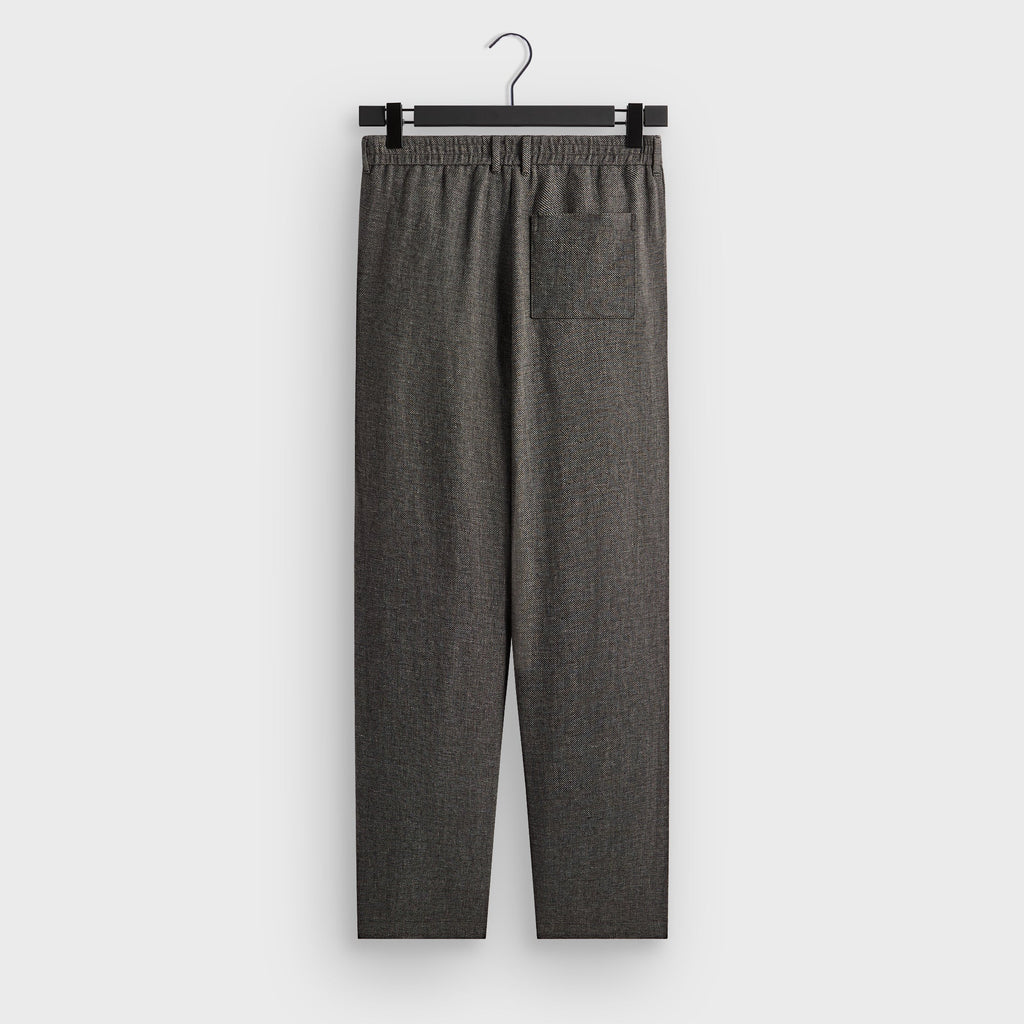&Kin Textured Linen Flax Brynn Pleated Pant  - Black Melange