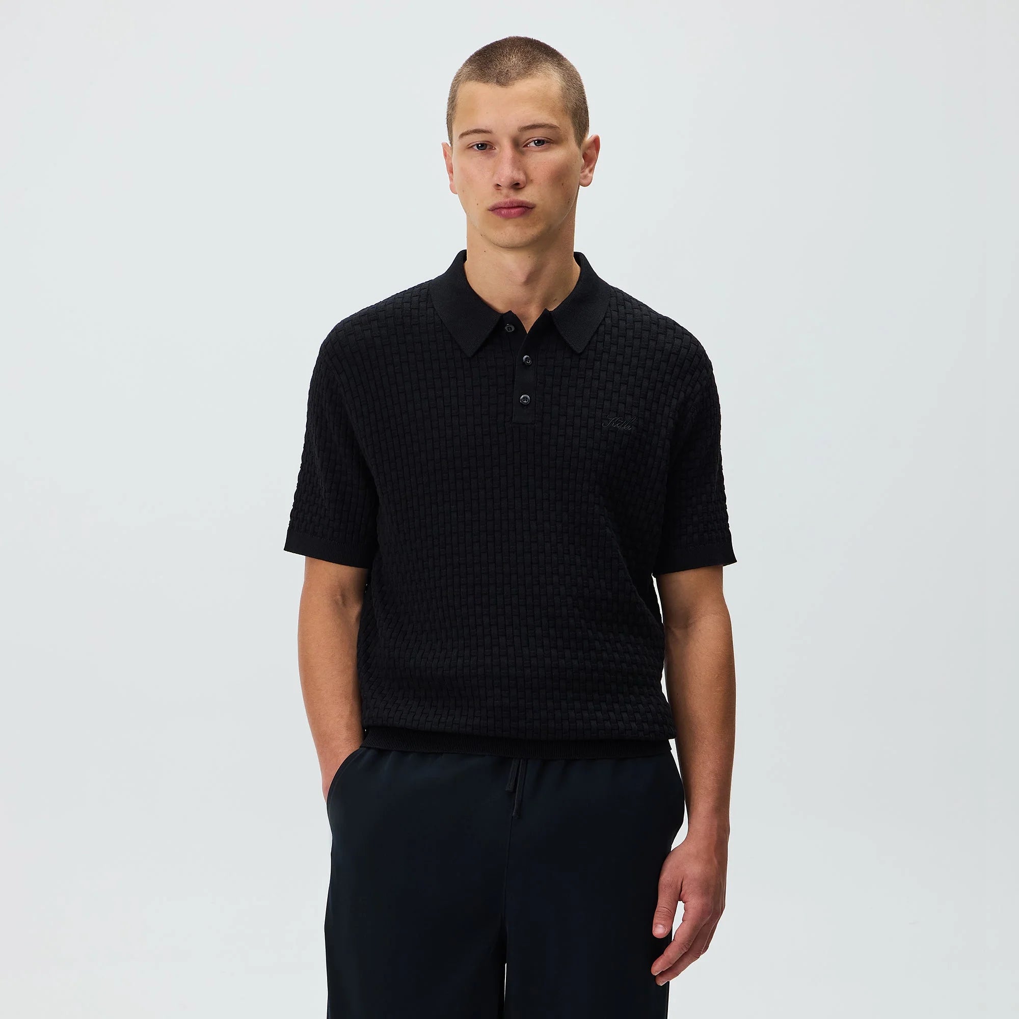 Kith Basket Weave Tilden Polo - Black
