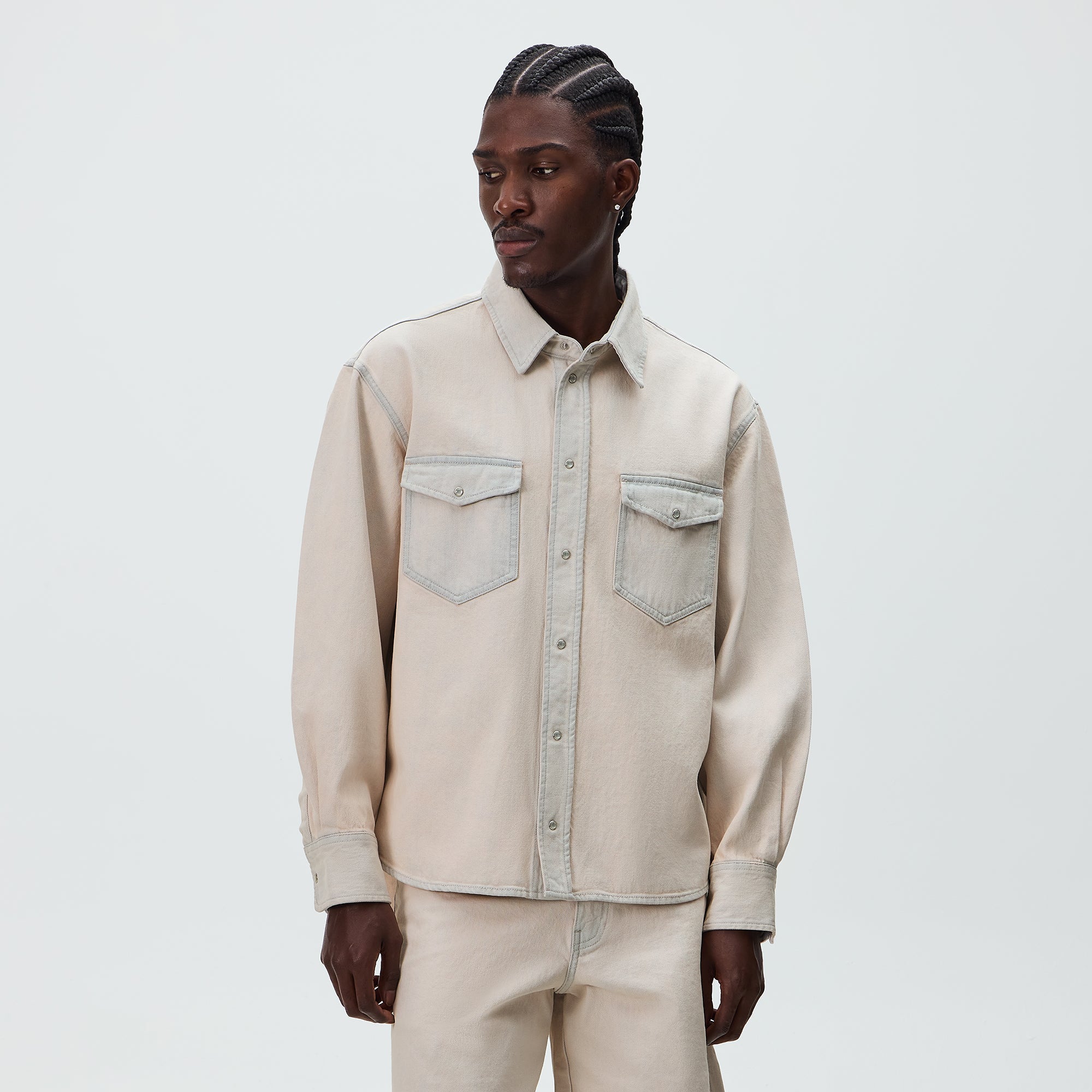Kith Midweight Denim Long Sleeve Warwick Shirt - Washed Pastel