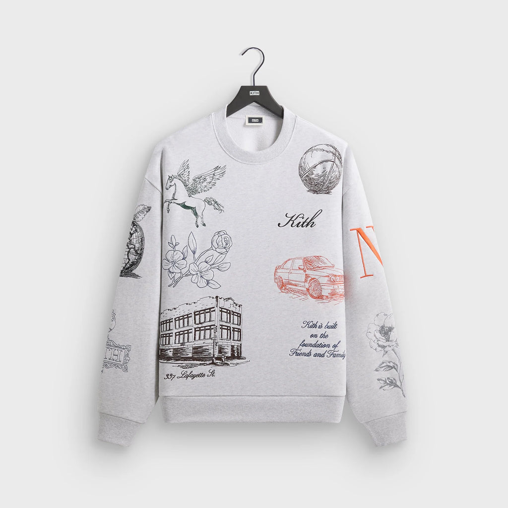 Kith New York To The World Nelson Crewneck - Light Heather Grey