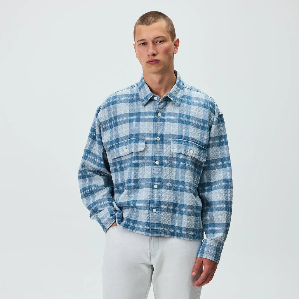 Kith Washed Indigo Plaid Henson Shirt - Light Indigo