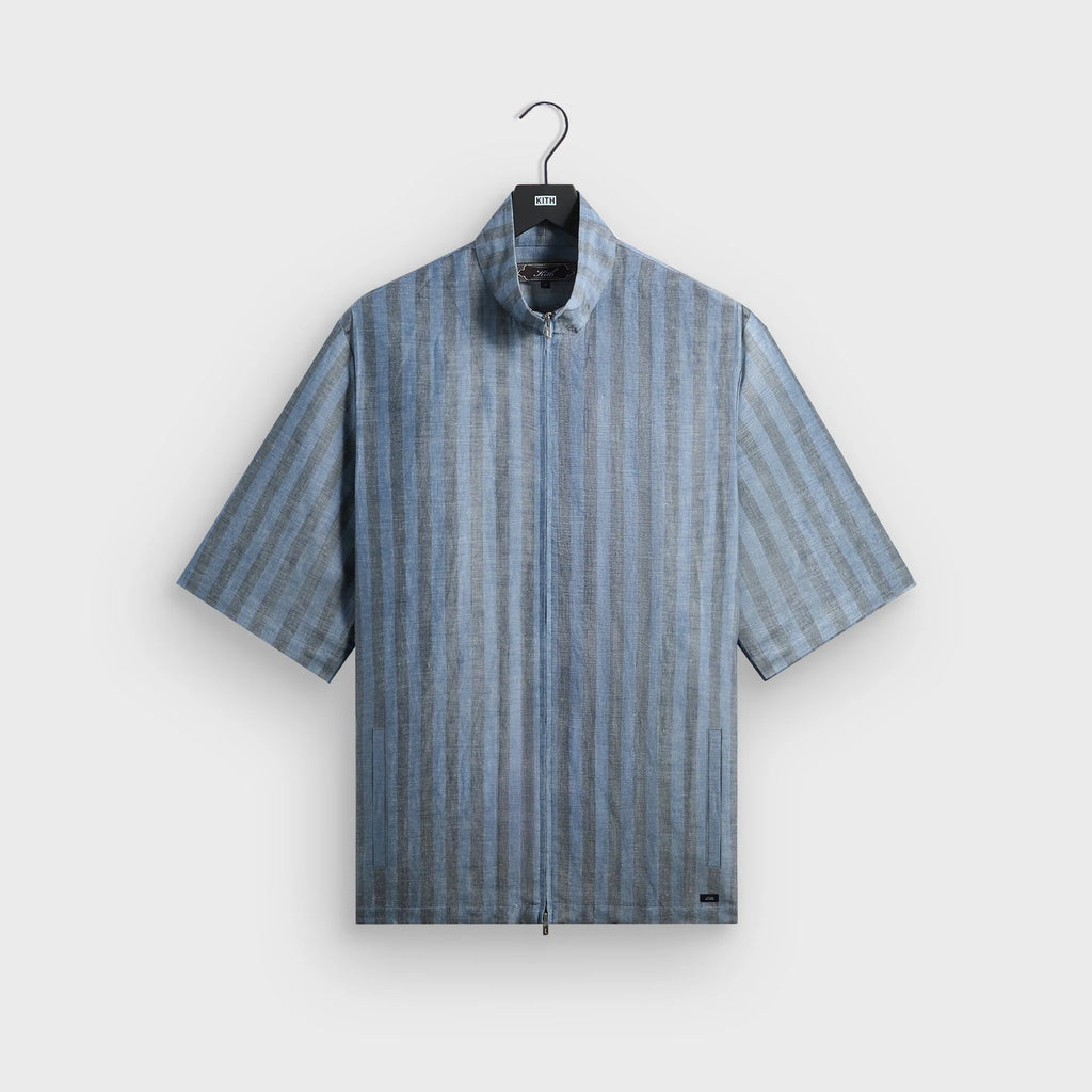 Kith Spun Silk Linen Stripe Colton Zip Front Shirt - Guide